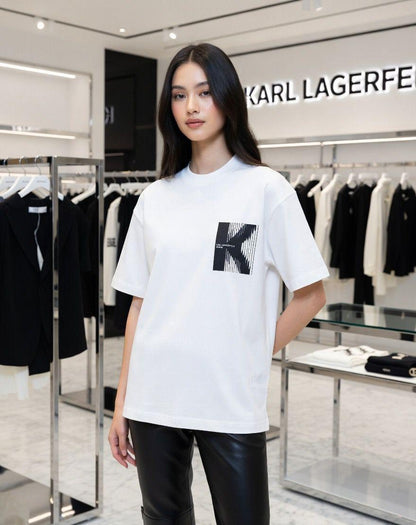 Premium Karl Lagerfeld white oversized women's T-shirt
