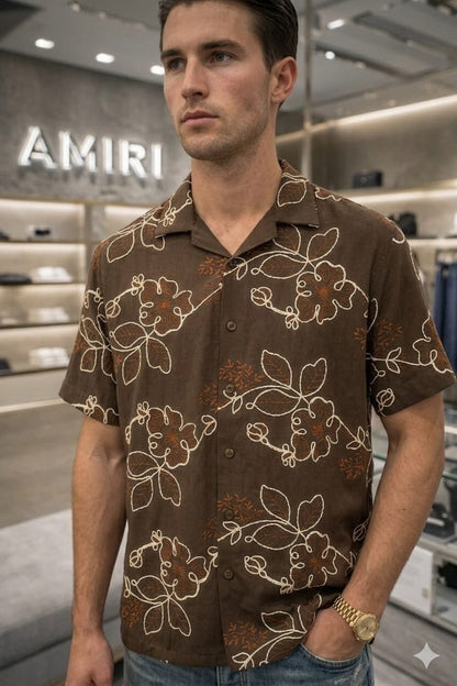 Men's AMIRI beige regular fit luxury casual shirt
