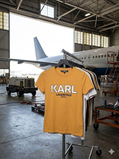Karl Lagerfeld yellow premium oversized cotton T-shirt for women

