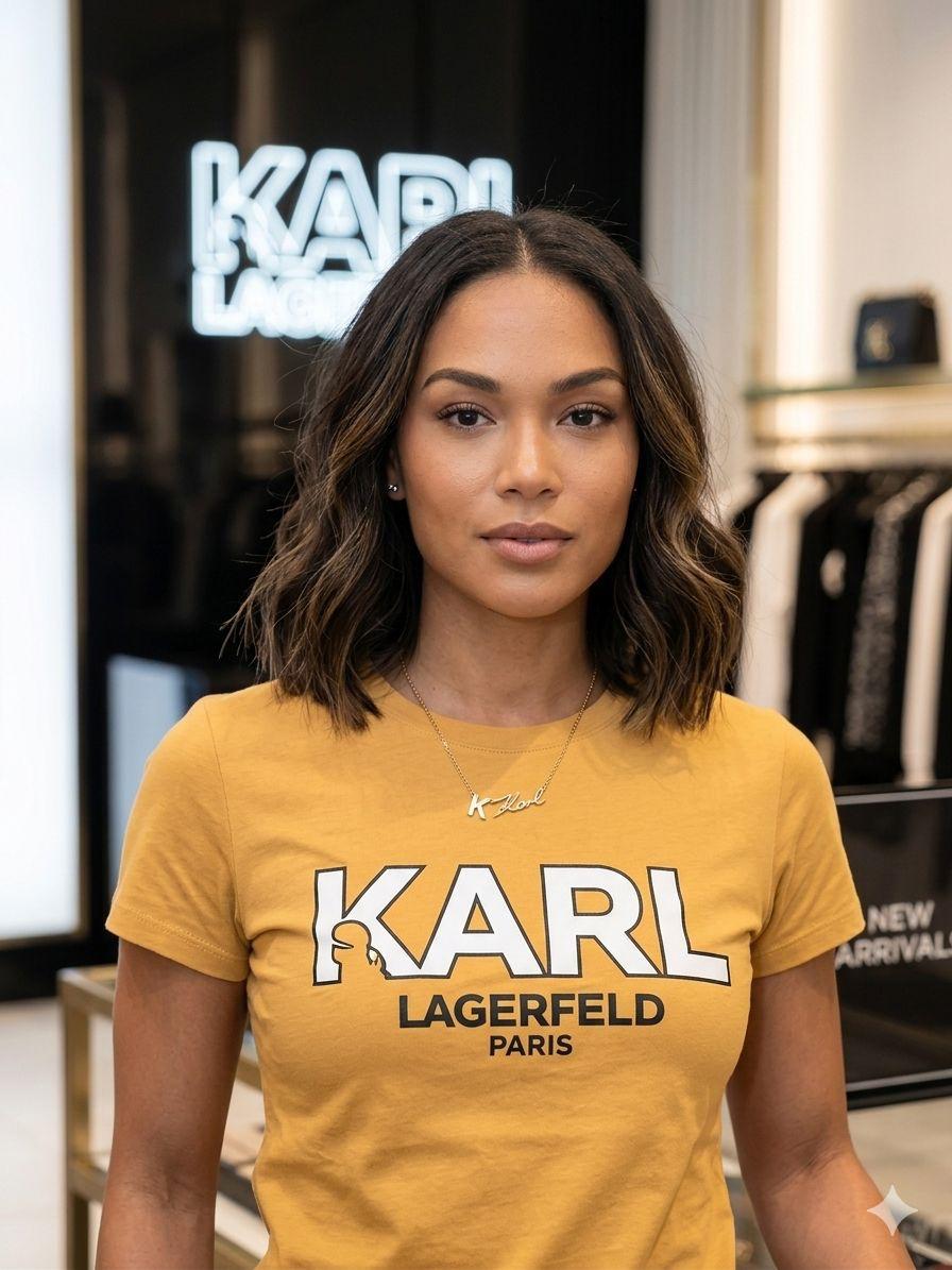 Karl Lagerfeld yellow designer oversized casual tee
