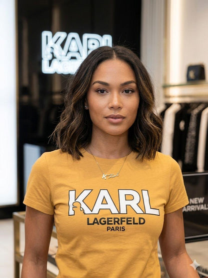 Karl Lagerfeld yellow designer oversized casual tee
