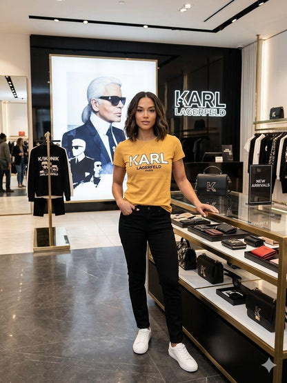 Premium Karl Lagerfeld yellow oversized women's T-shirt
