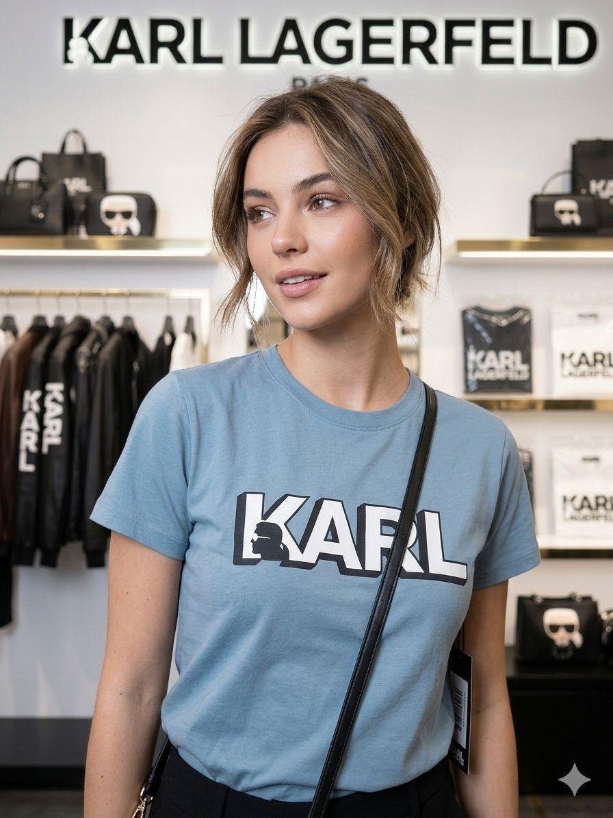 Premium Karl Lagerfeld sky blue oversized women's T-shirt
