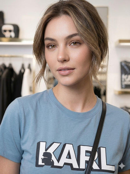 Karl Lagerfeld sky blue designer oversized casual tee
