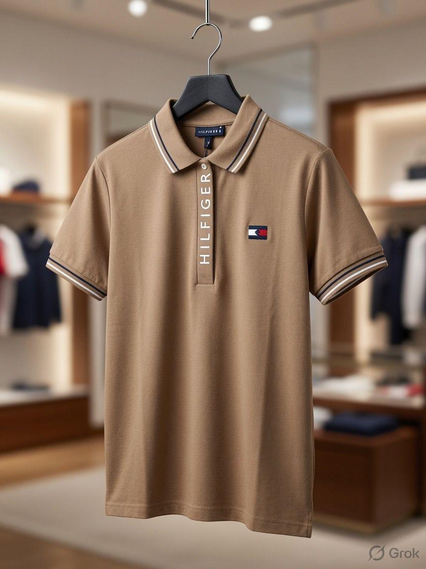 Tommy Hilfiger beige premium women's polo T-shirt
