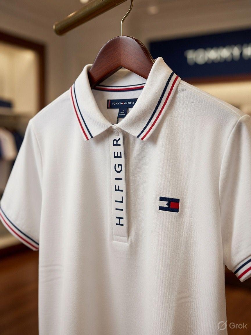 Women's Tommy Hilfiger white Turkey cotton polo tee
