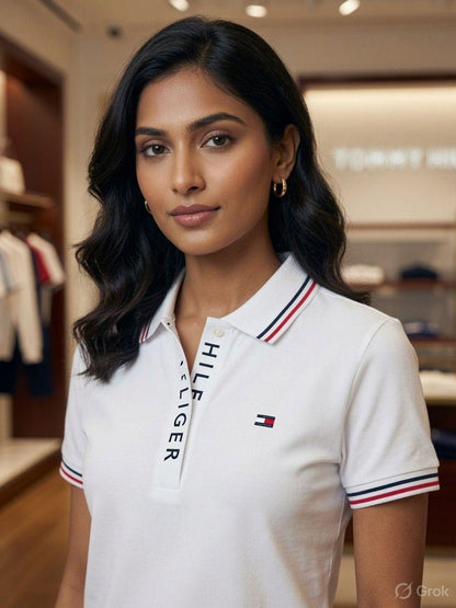 Tommy Hilfiger white regular fit ladies polo T-shirt
