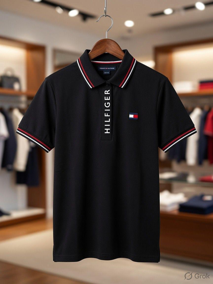 Tommy Hilfiger black premium women's polo T-shirt
