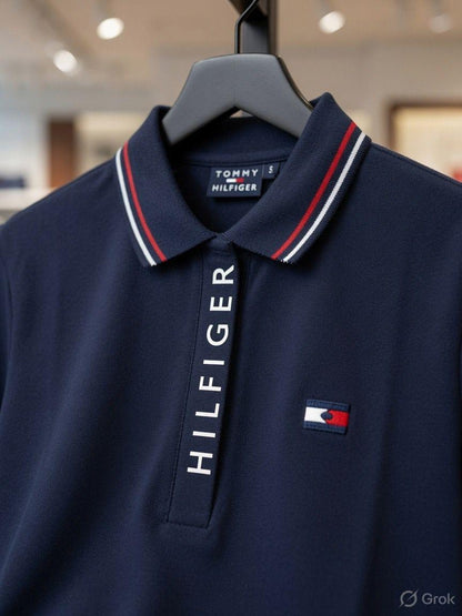 Women's Tommy Hilfiger navy Turkey cotton polo tee
