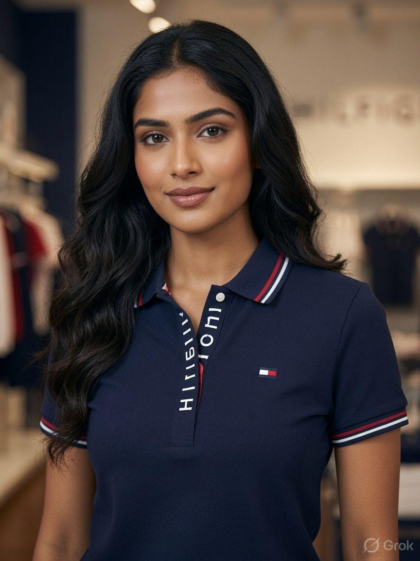 Tommy Hilfiger navy regular fit ladies polo T-shirt
