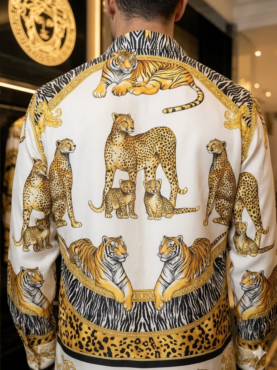 Men's Versace white regular fit printed shirt
