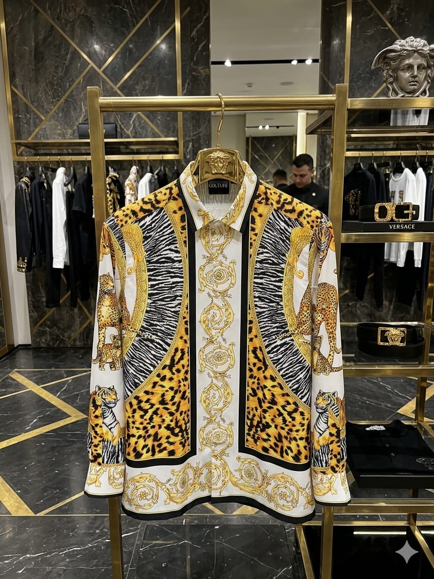 Versace white animal print shirt for men
