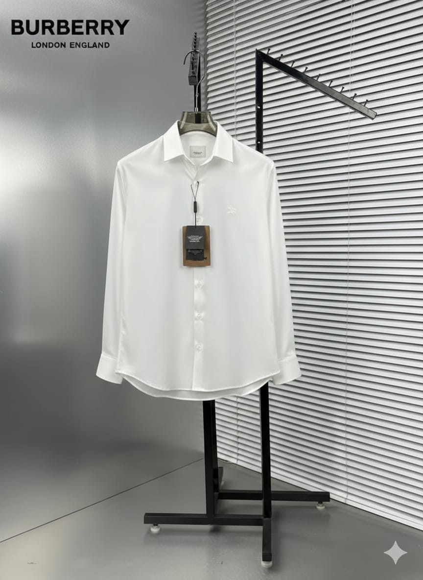 Burberry white premium cotton shirt for men

