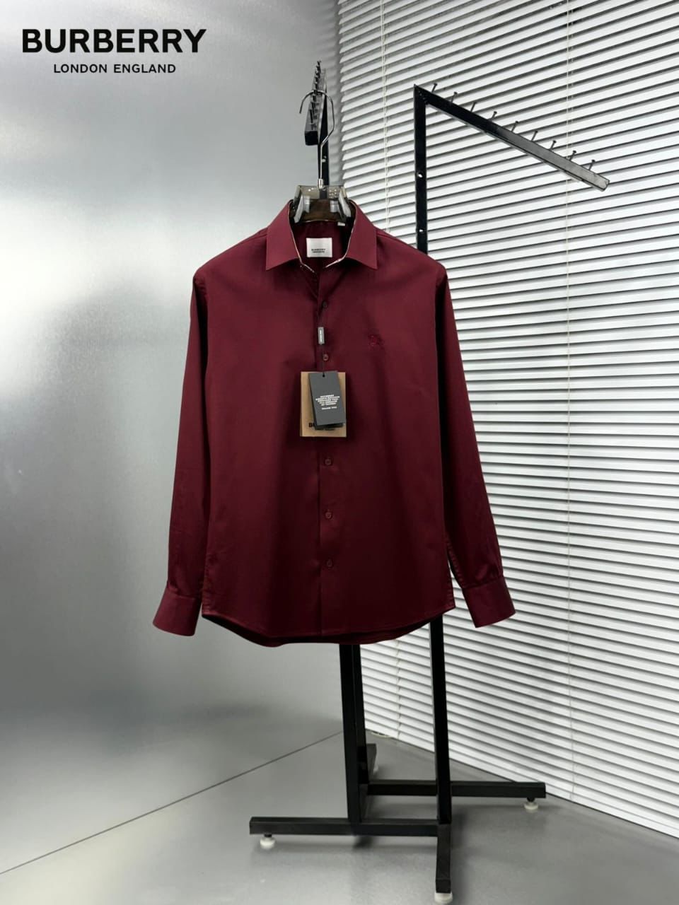 Burberry wine premium cotton shirt for men
