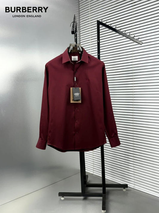 Burberry wine premium cotton shirt for men
