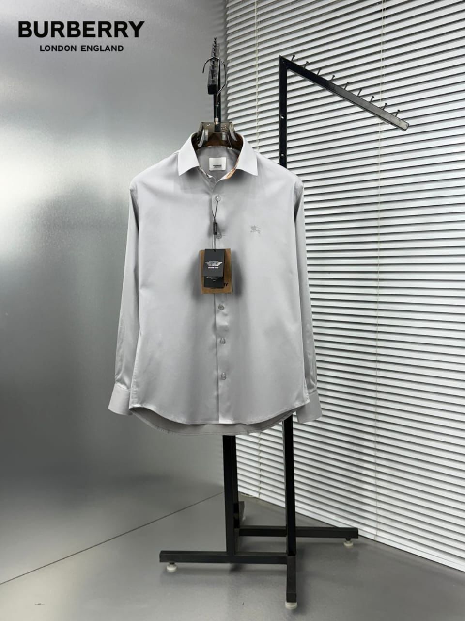 Burberry grey premium cotton shirt for men
