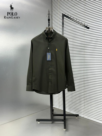 Ralph Lauren olive green premium Oxford cotton shirt for men
