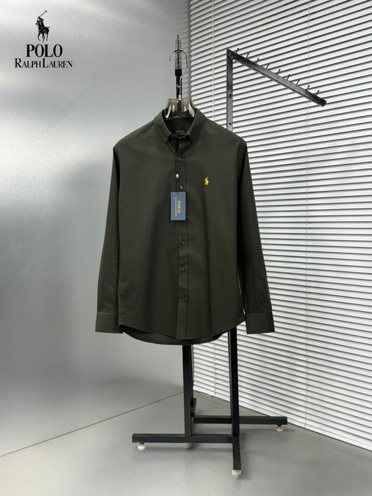 Ralph Lauren olive green premium Oxford cotton shirt for men
