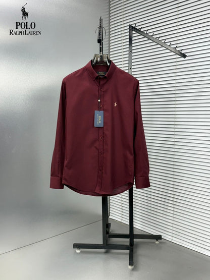 Ralph Lauren wine premium Oxford cotton shirt for men
