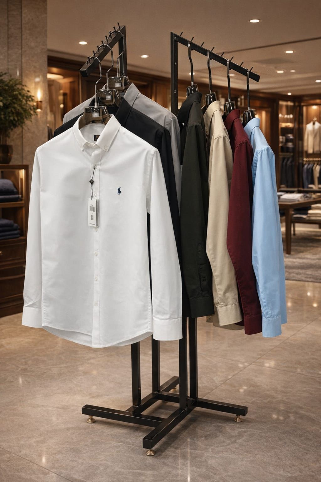 Ralph Lauren premium Oxford cotton shirts in olive green, white, wine, black, beige, grey, and sky blue

