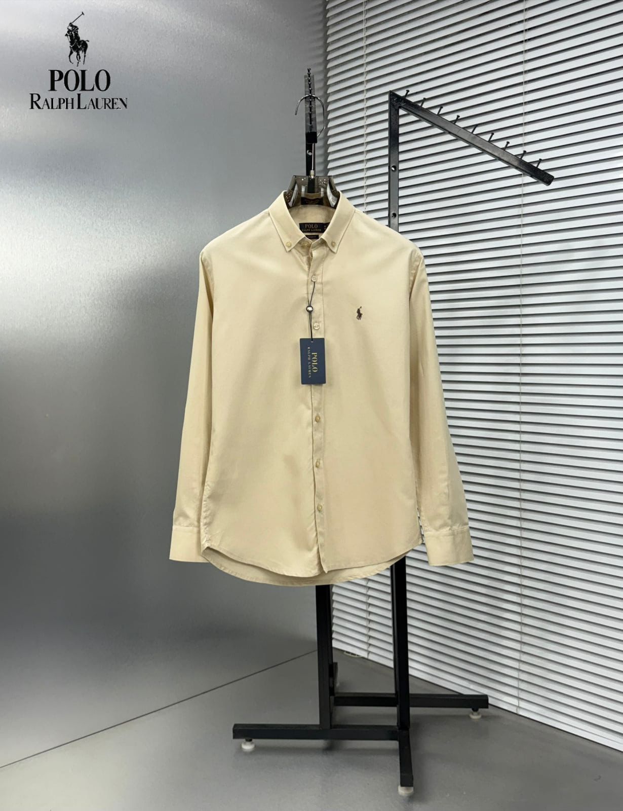 Ralph Lauren beige premium Oxford cotton shirt for men
