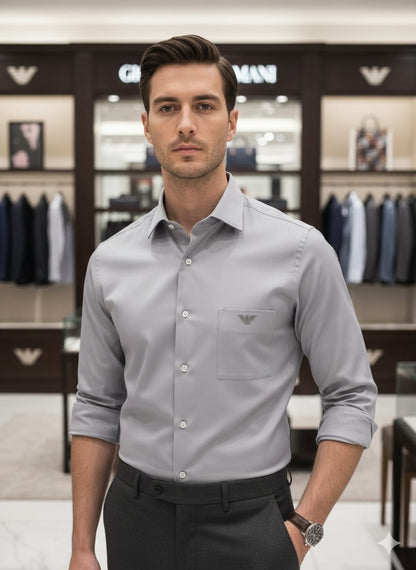 Men's Armani lavender regular fit cotton shirt
