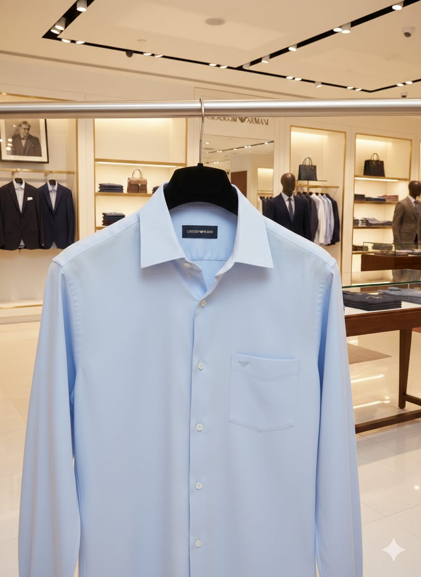 Armani sky blue premium Raymond cotton shirt for men

