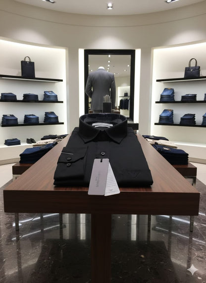 Men's Armani black regular fit cotton shirt
