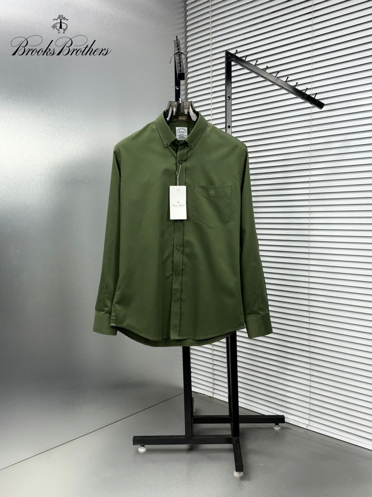 Brooks Brothers Regular Fit Cotton Oxford Shirt in Olive Green
