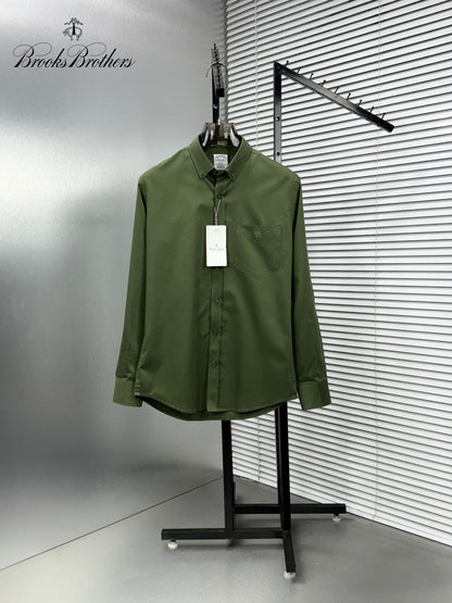Brooks Brothers Regular Fit Cotton Oxford Shirt in Olive Green
