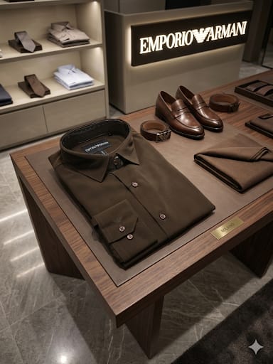 Emporio Armani Brown Shirt – Fabric Close-up	