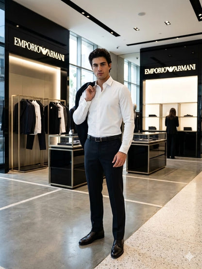 Emporio Armani White Shirt – Embossed Button Detail

