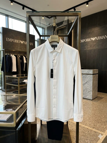Emporio Armani Lycra Stretch Shirt in White – Front View	