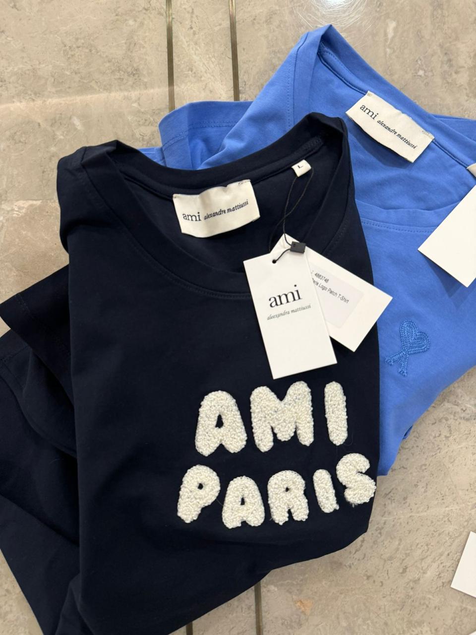 AMI Paris blue and navy premium women's relaxed fit T-shirts
