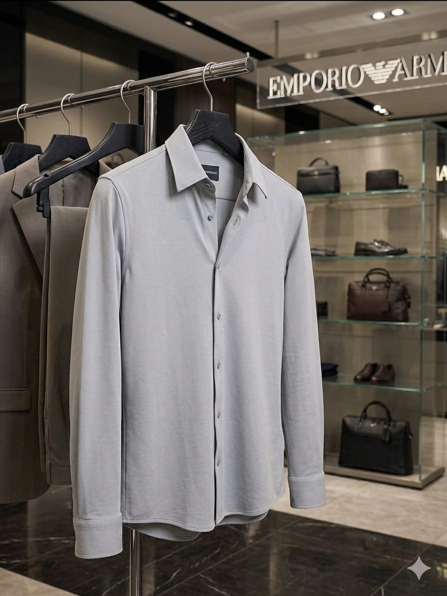 Emporio Armani Lycra Stretch Shirt in Lavender – Front View	