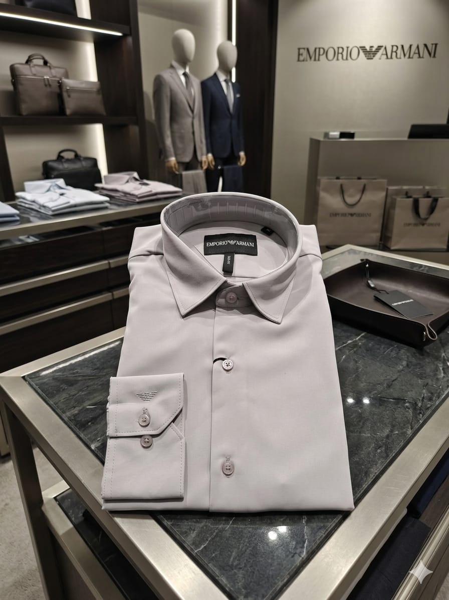 Emporio Armani Lycra Stretch Shirt in Lavender – Back View	