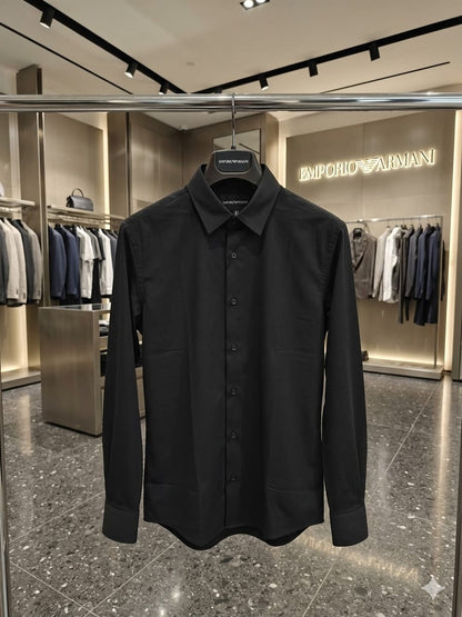 Emporio Armani Lycra Stretch Shirt in Black – Front View	