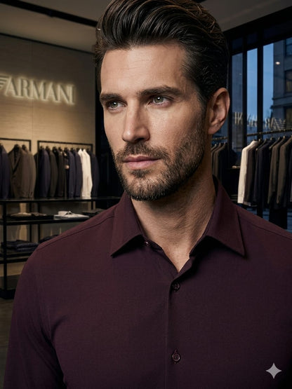Emporio Armani Wine Shirt – Fabric Close-up	