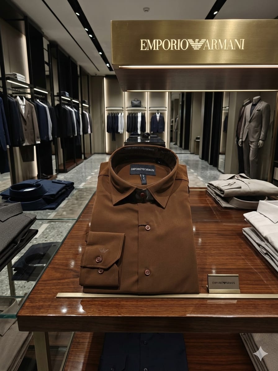 Emporio Armani Copper Brown Shirt – Fabric Close-up	