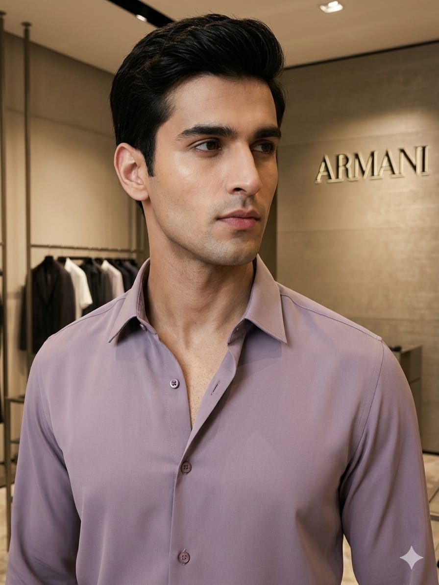 Emporio Armani Lycra Stretch Shirt in Lilac – Back View	
