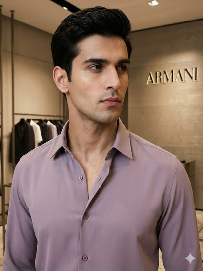 Emporio Armani Lycra Stretch Shirt in Lilac – Back View	