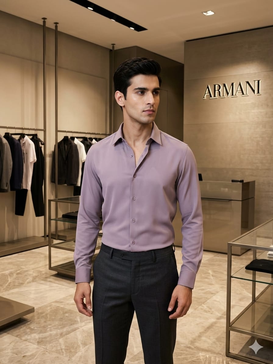 Emporio Armani Lilac Shirt – Embossed Button Detail

