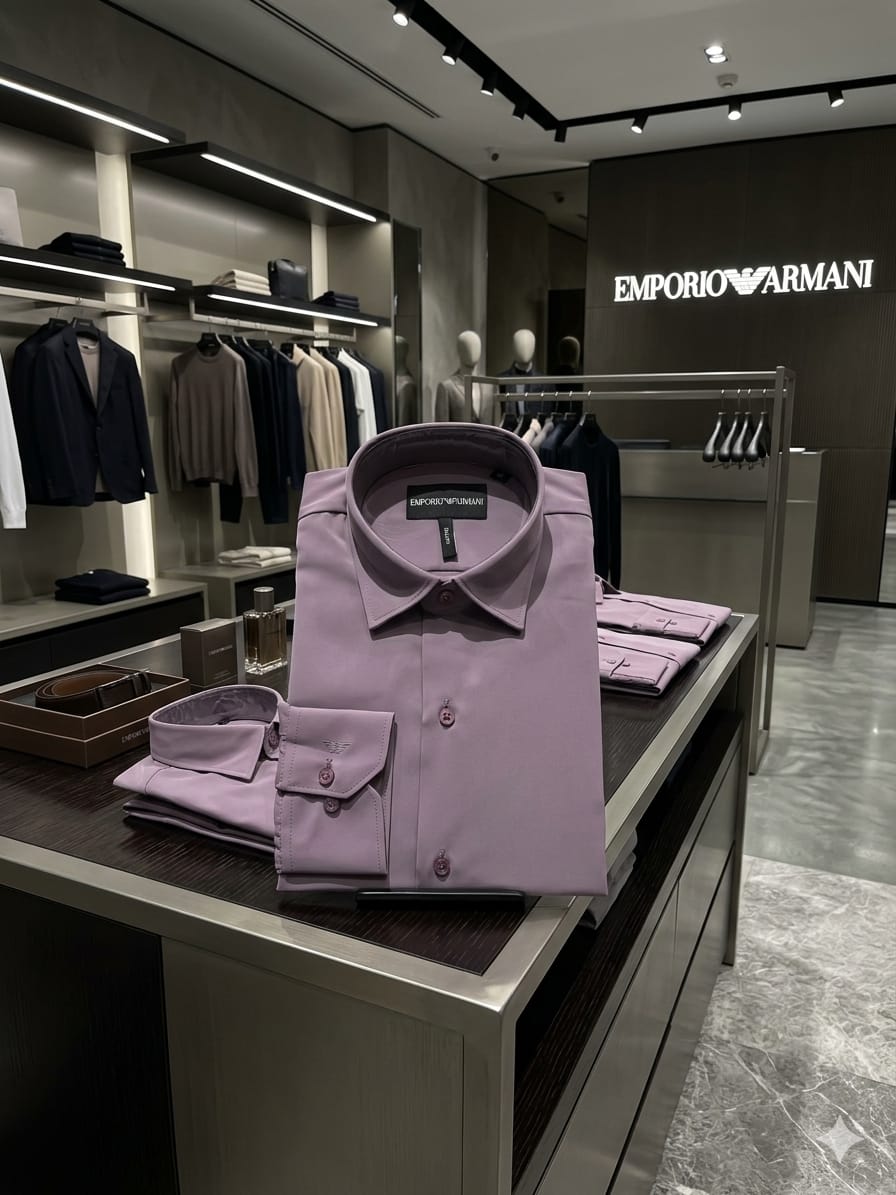 Emporio Armani Lilac Shirt – Fabric Close-up	