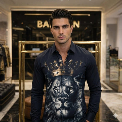 Balmain Regular Fit Italian Cotton Shirt in Black – Back View	