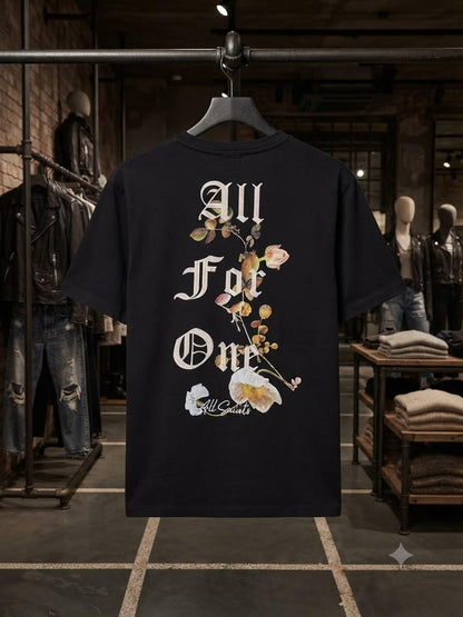 AllSaints black premium 245 GSM Lycra T-shirt for women
