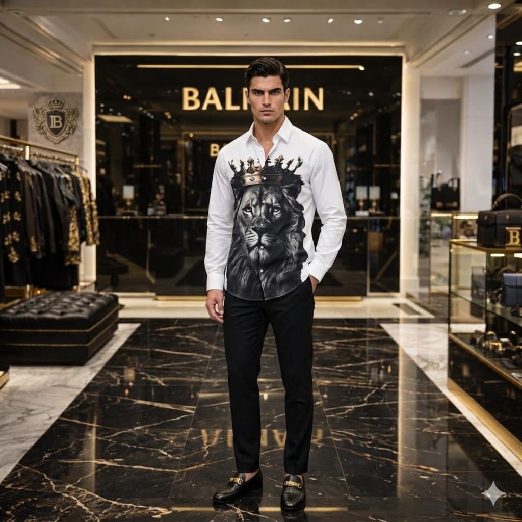 Balmain White Shirt – Embossed Button Detail
