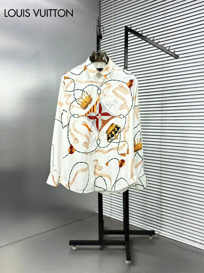 Louis Vuitton Regular Fit Italian Cotton Satin Shirt in White
