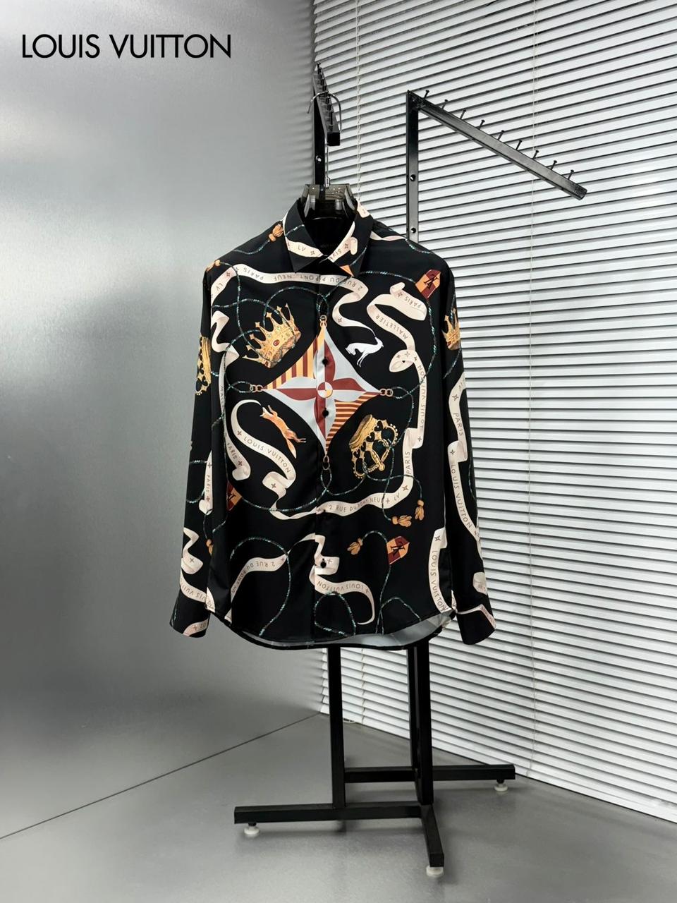 Louis Vuitton Regular Fit Italian Cotton Satin Shirt in Black

