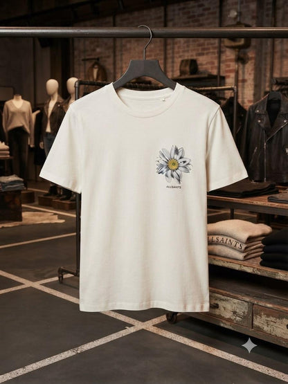 AllSaints white premium 245 GSM Lycra T-shirt for women
