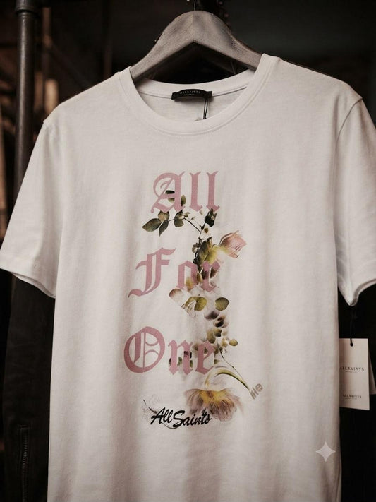 Women's AllSaints white relaxed fit designer T-shirt
